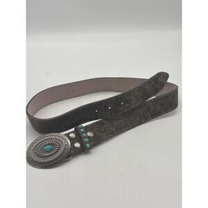 Angel Ranch DA3755 Grey embossed belt with pewter buckle 34”